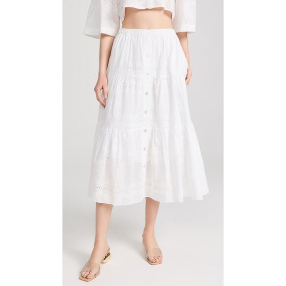 Charina Sarte 'Maria' White Cotton Midi Skirt Size L - Picture 1 of 4
